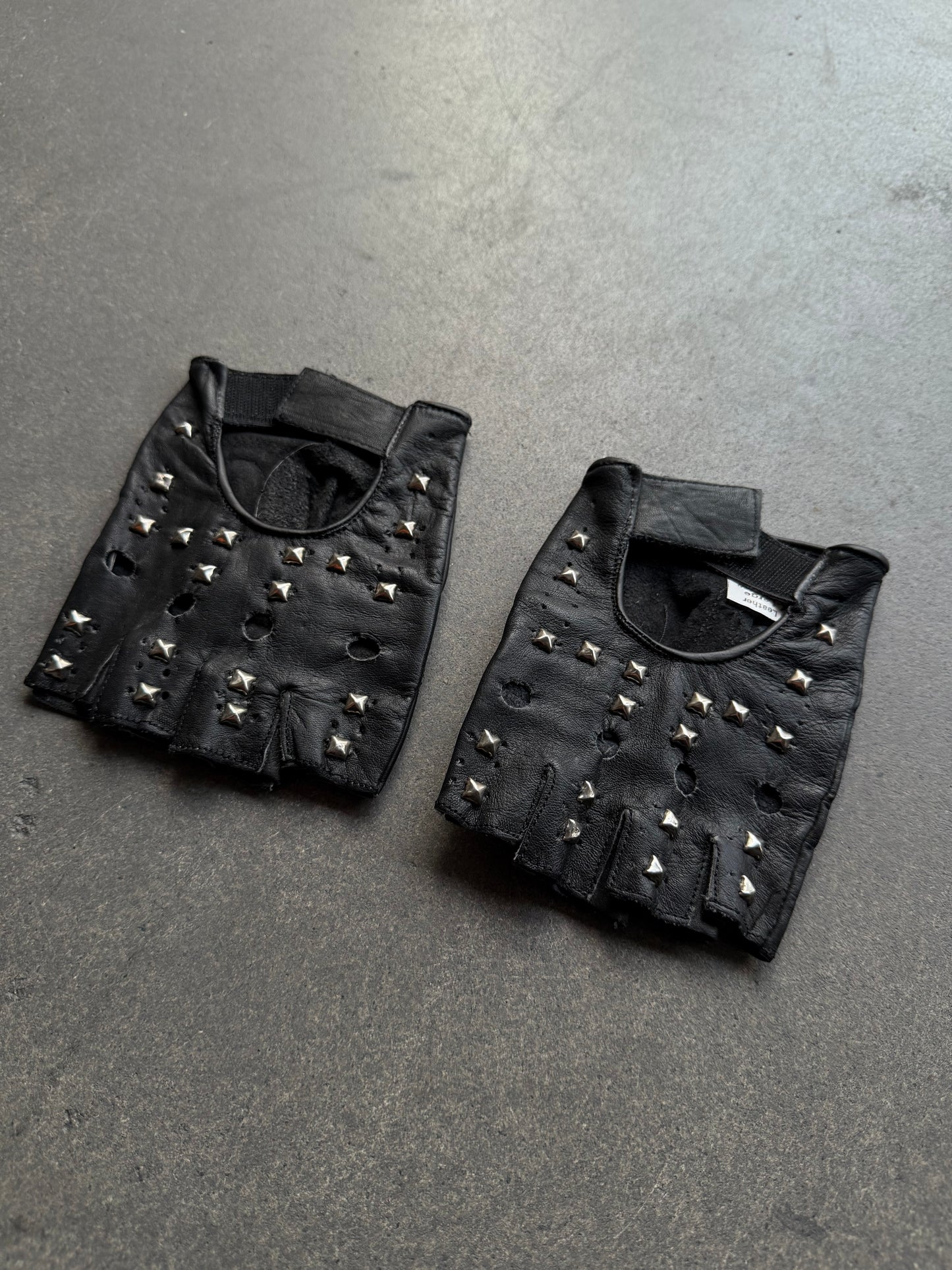 80s studded punk gloves