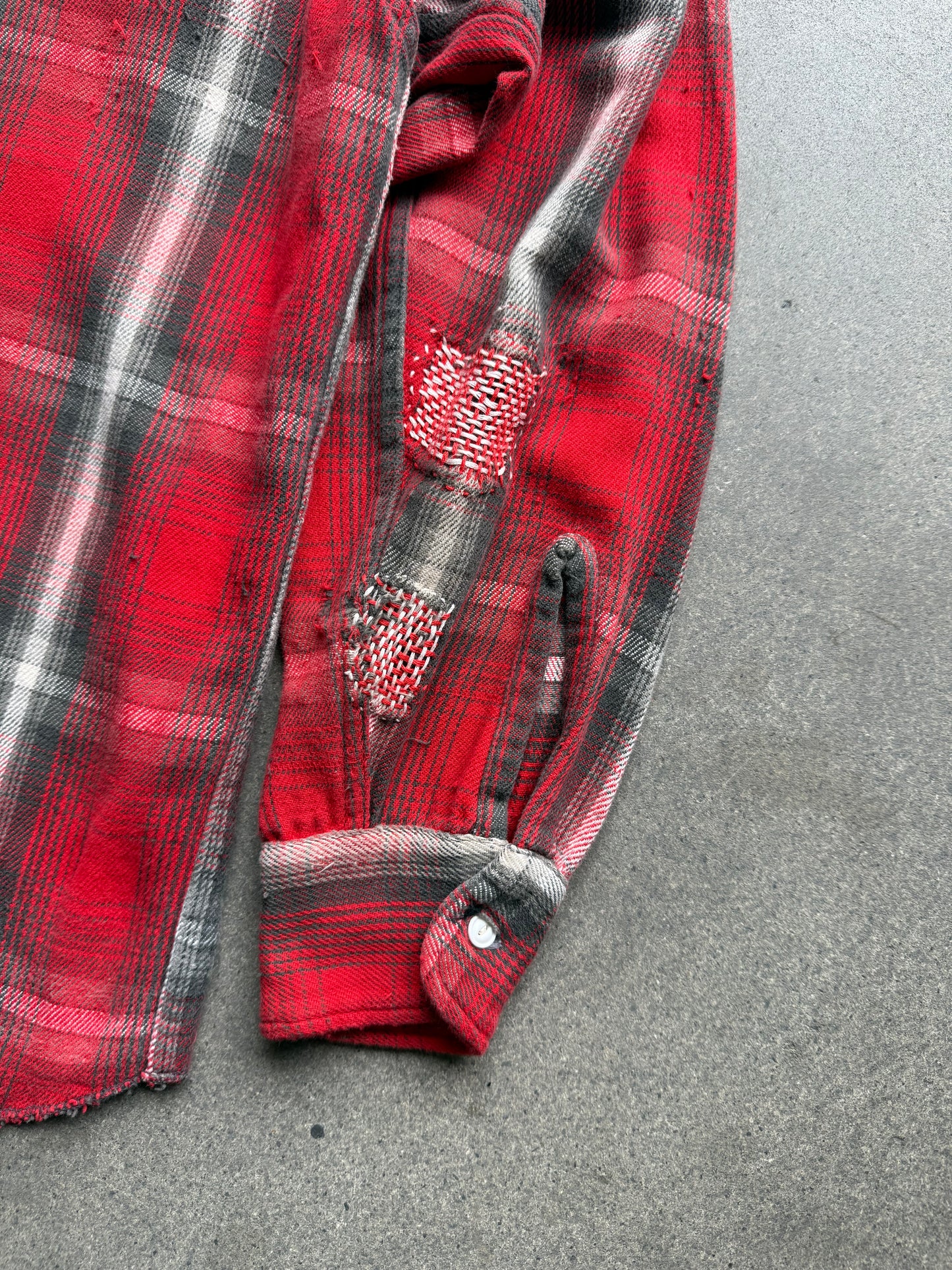 1960s Woven Cotton Flannel With Darned Repairs