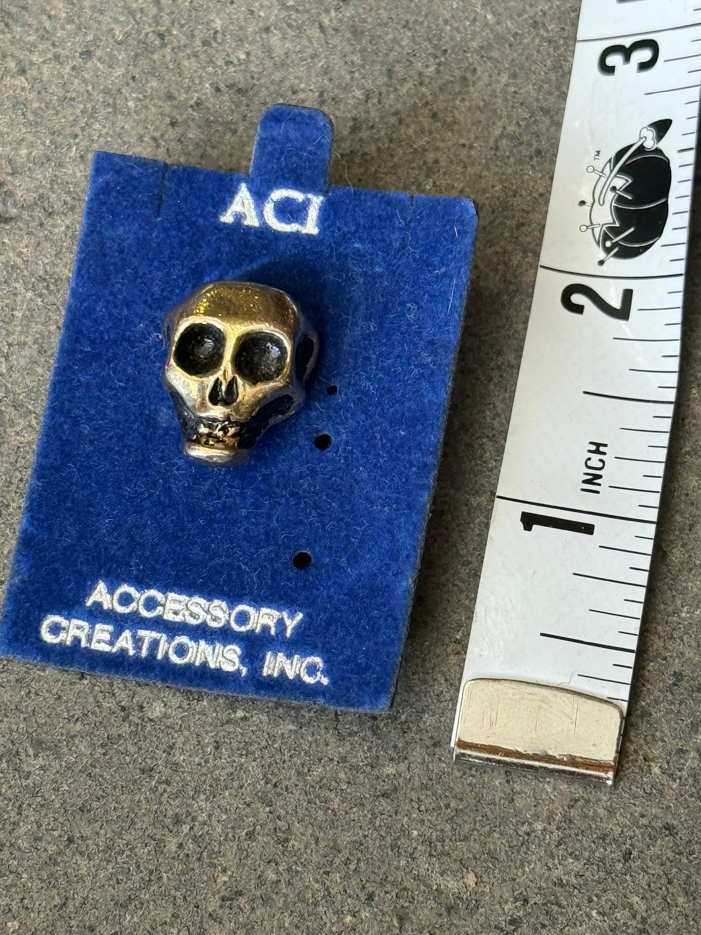 70s Skull cast brass biker pin