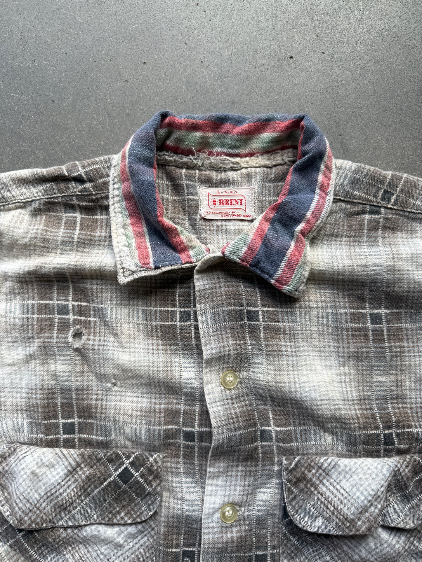 60's Thrashed and Repaired Cotton Print Flannel