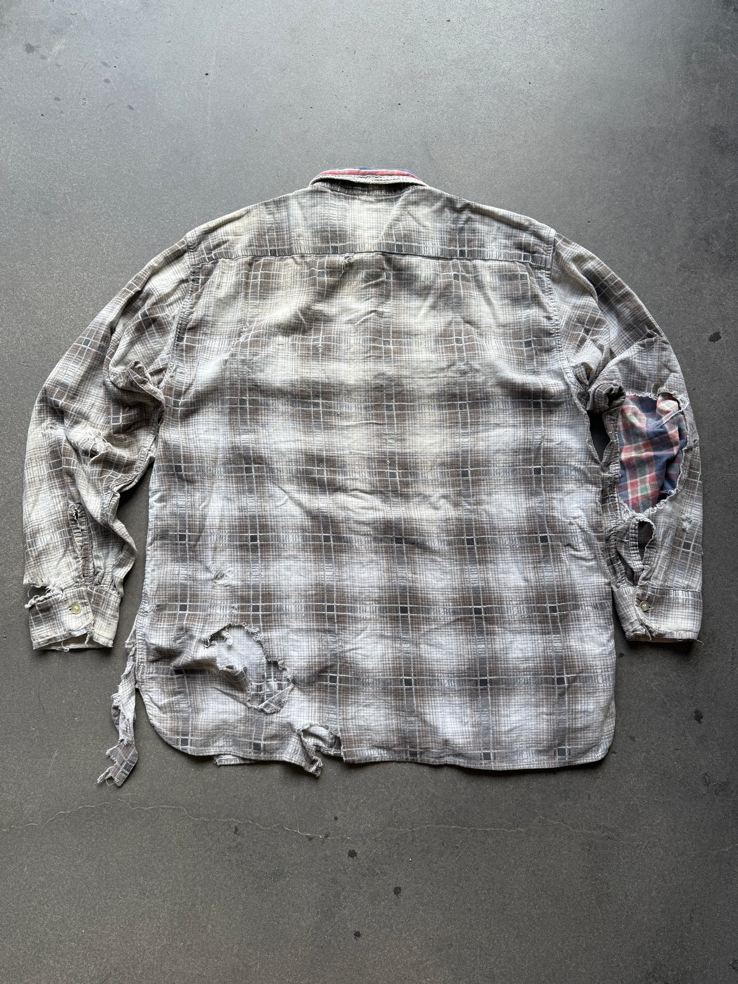 60's Thrashed and Repaired Cotton Print Flannel