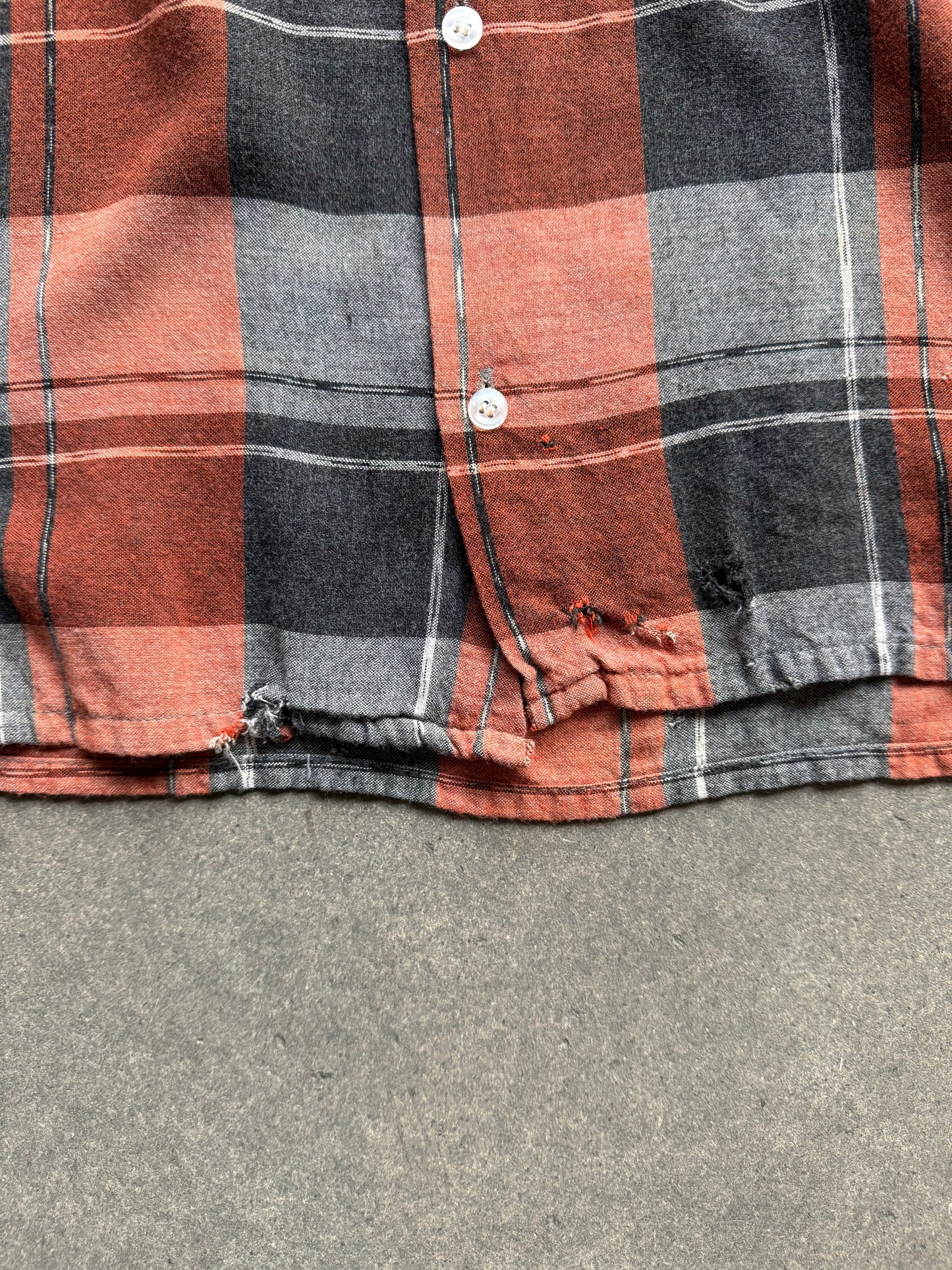 60s Rayon Shadow Plaid Loop Collar