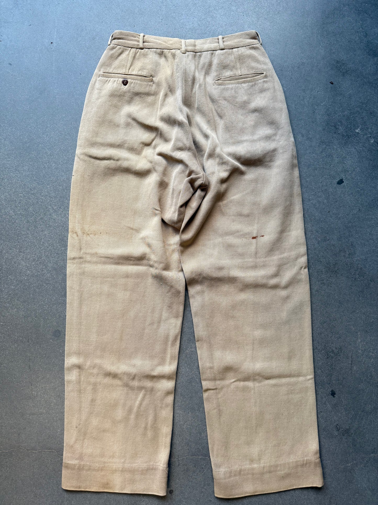 1940s Sand Cotton Whipcord Trouser