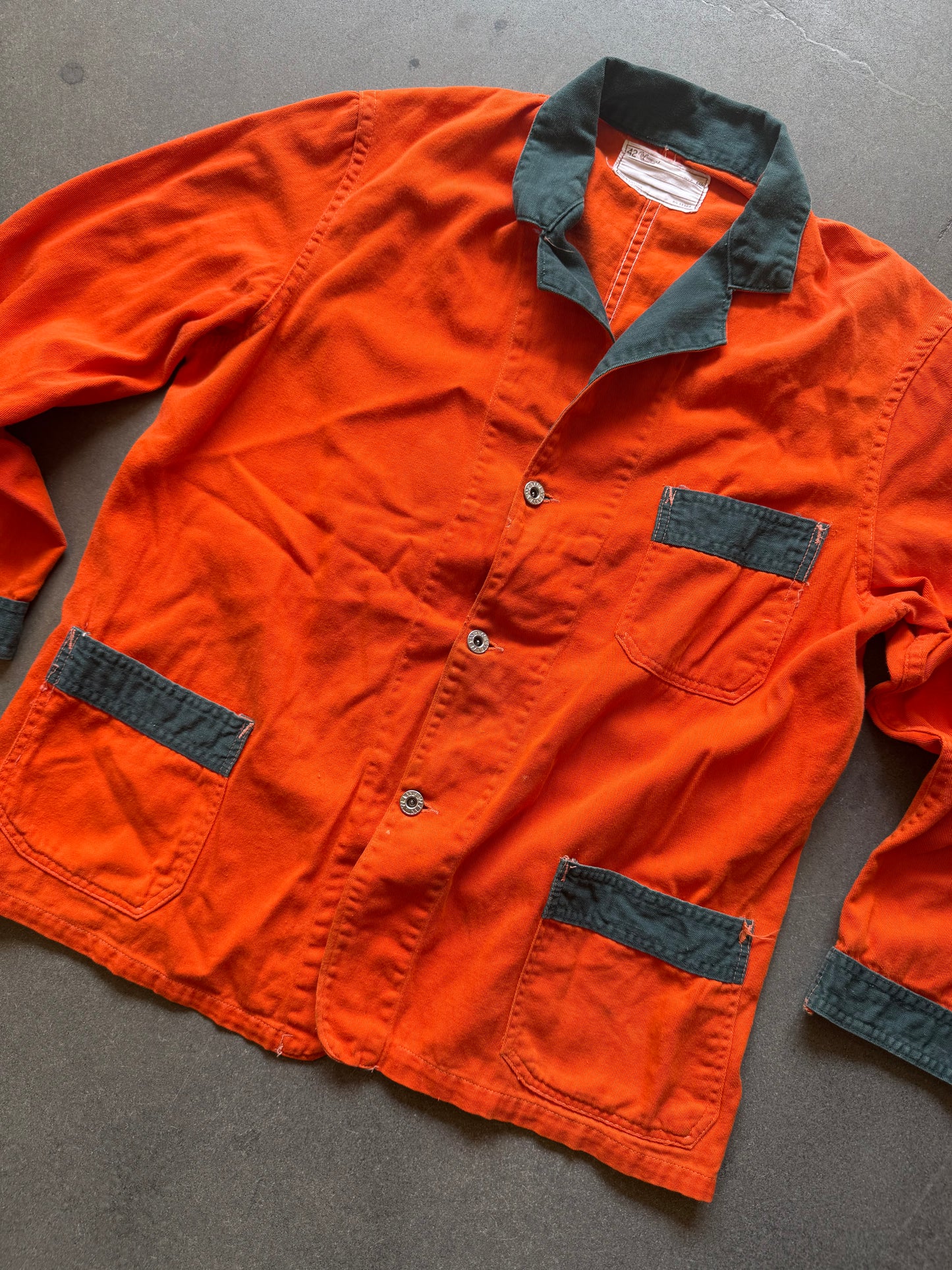60s Orange and Green Chore Coat