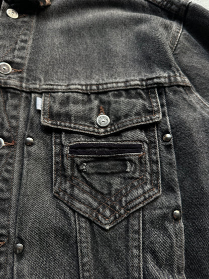 1980s Black denim Levi’s silver tab jacket
