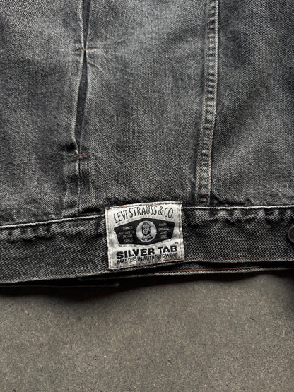 1980s Black denim Levi’s silver tab jacket