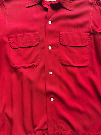 1940s Mint condition crimson dagger collar gabardine shirt