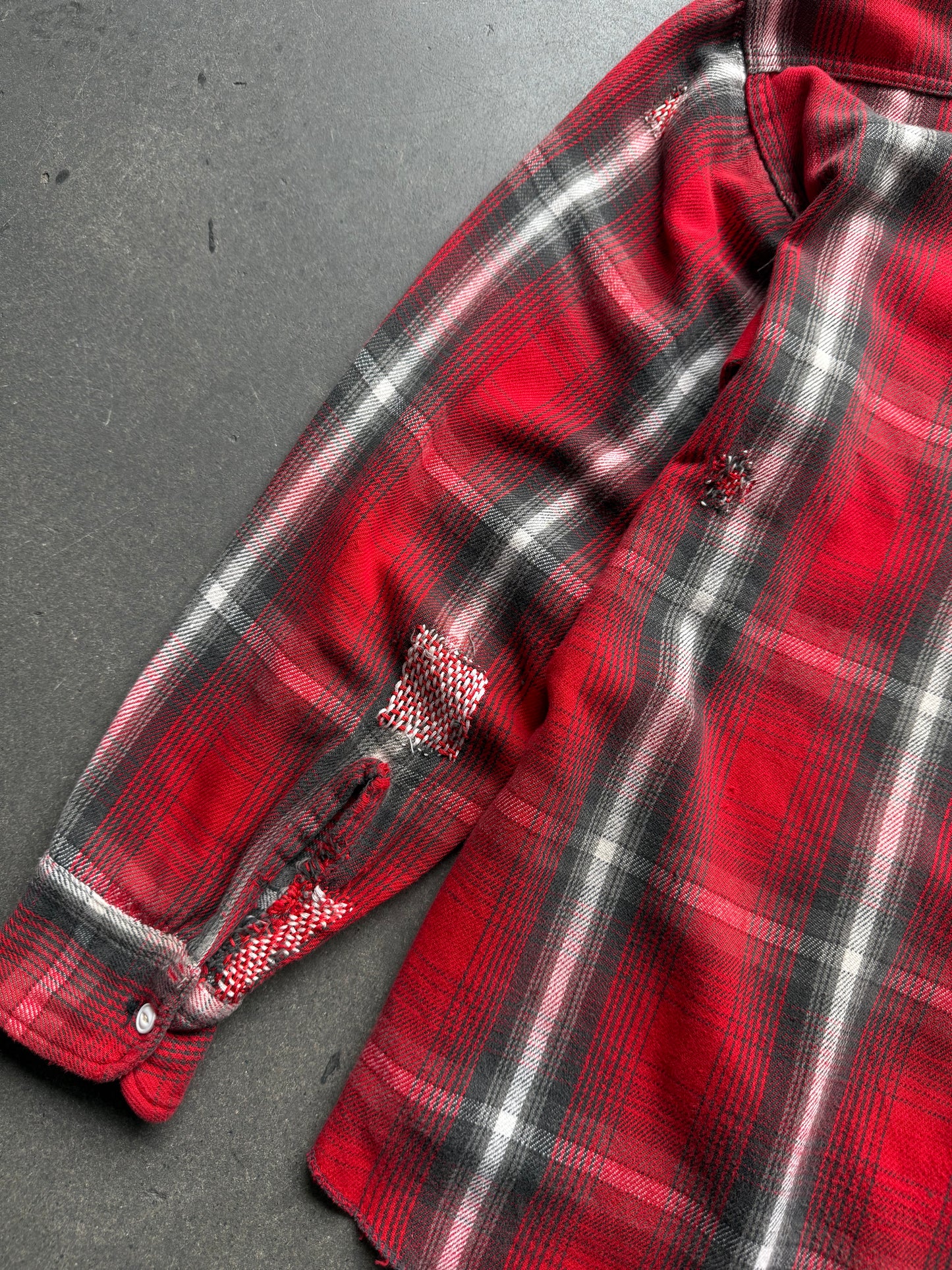 1960s Woven Cotton Flannel With Darned Repairs