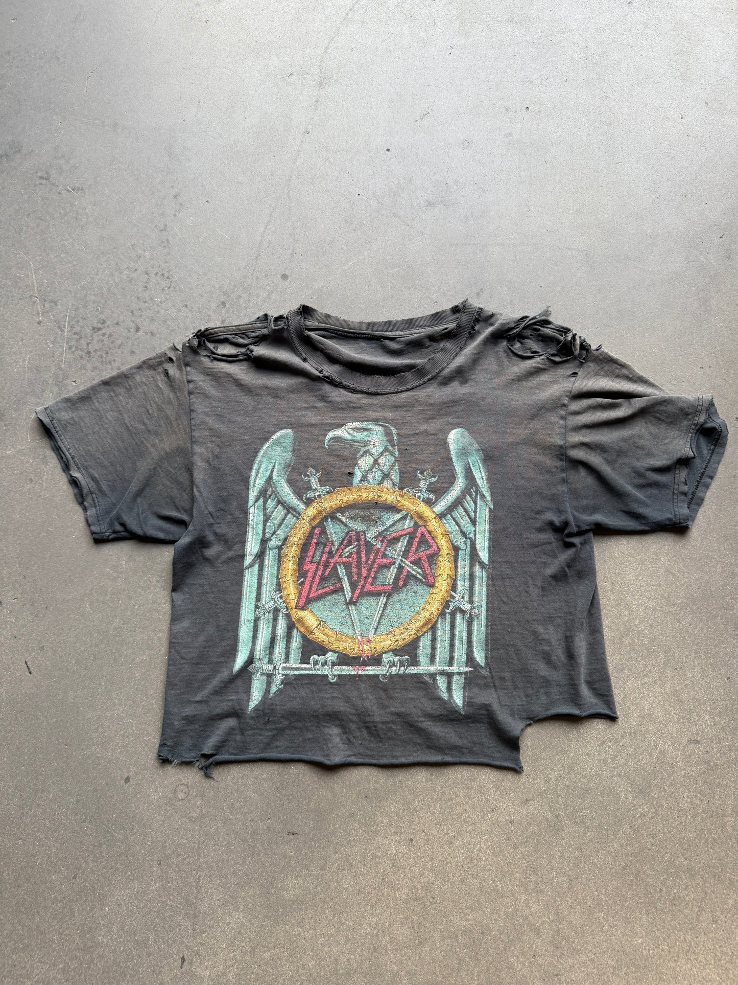 90s Distressed Slayer Crop Tee