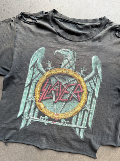 90s Distressed Slayer Crop Tee