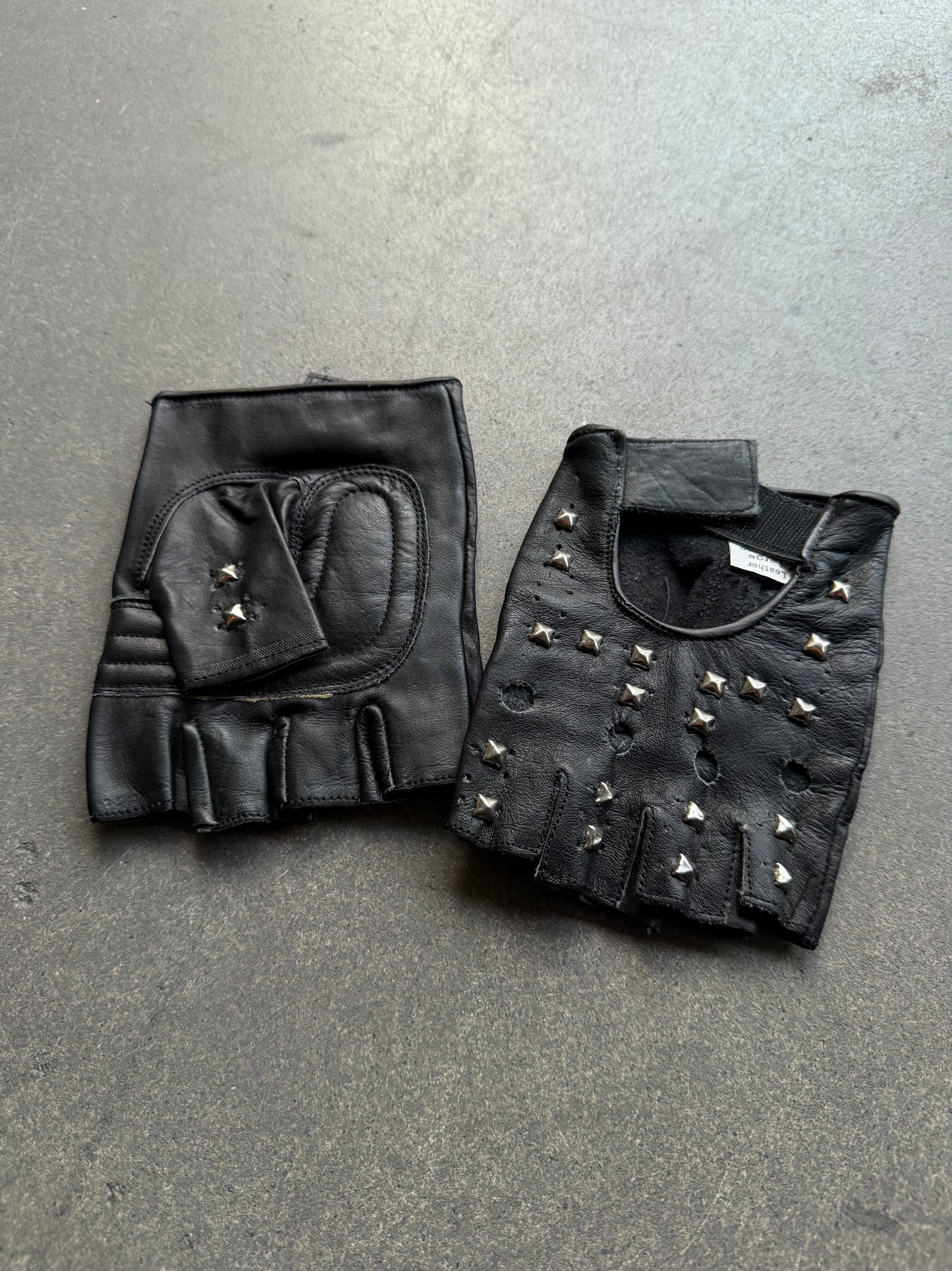 80s studded punk gloves