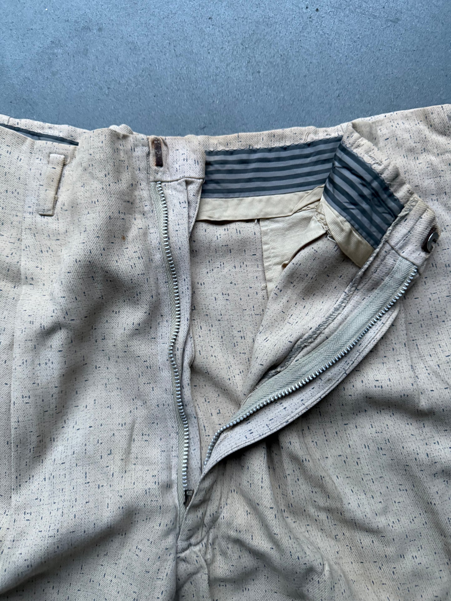 40’s Patterned Rayon Gabardine Trousers