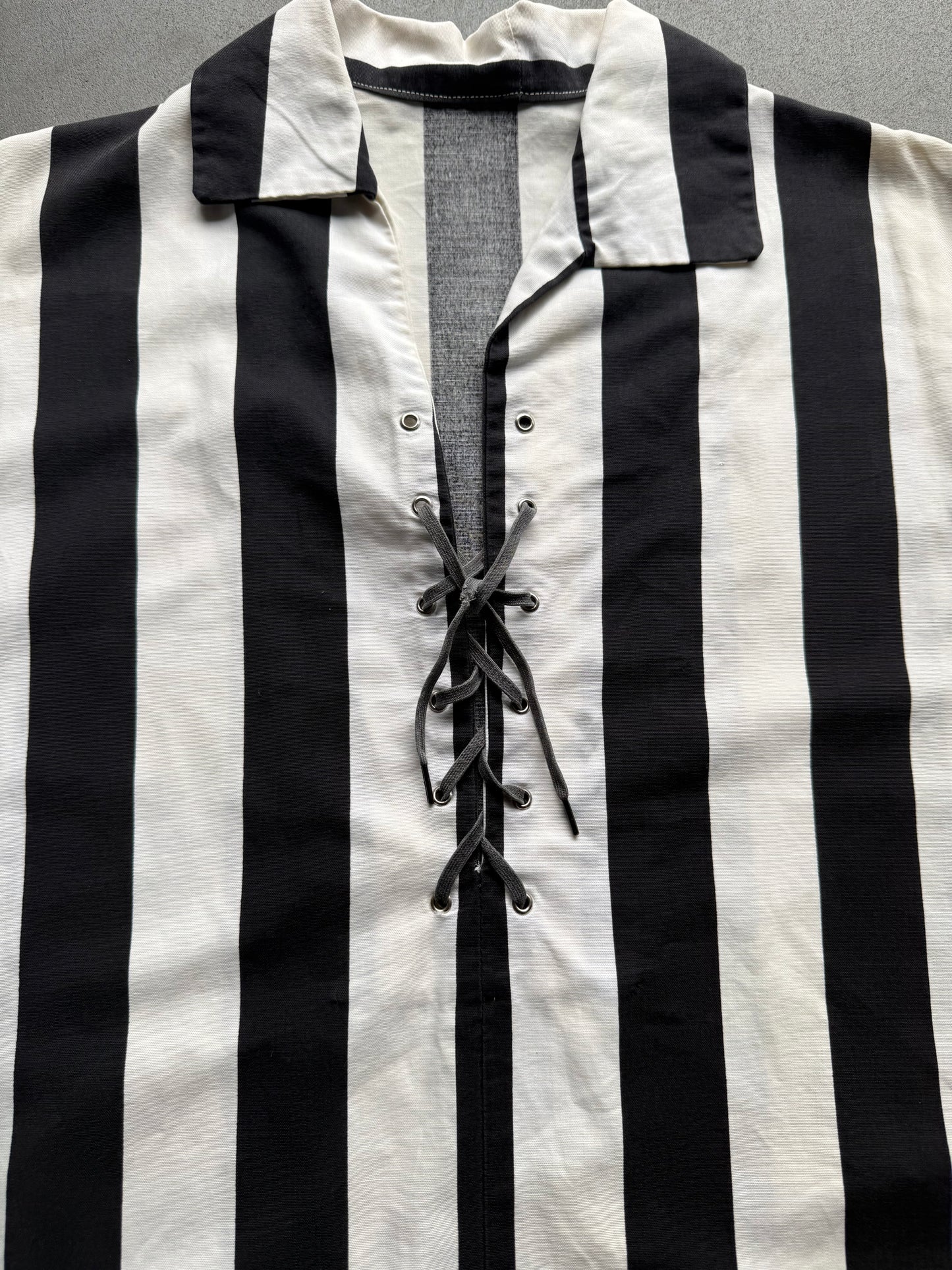1950s Stripe lace up shirt