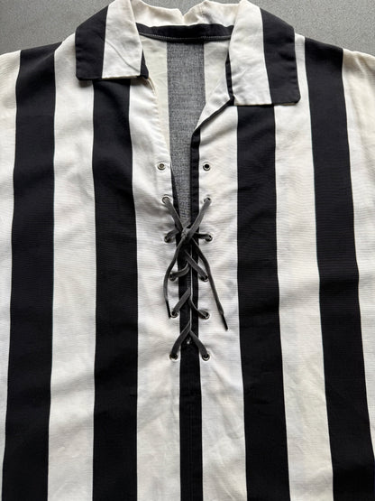 1950s Stripe lace up shirt