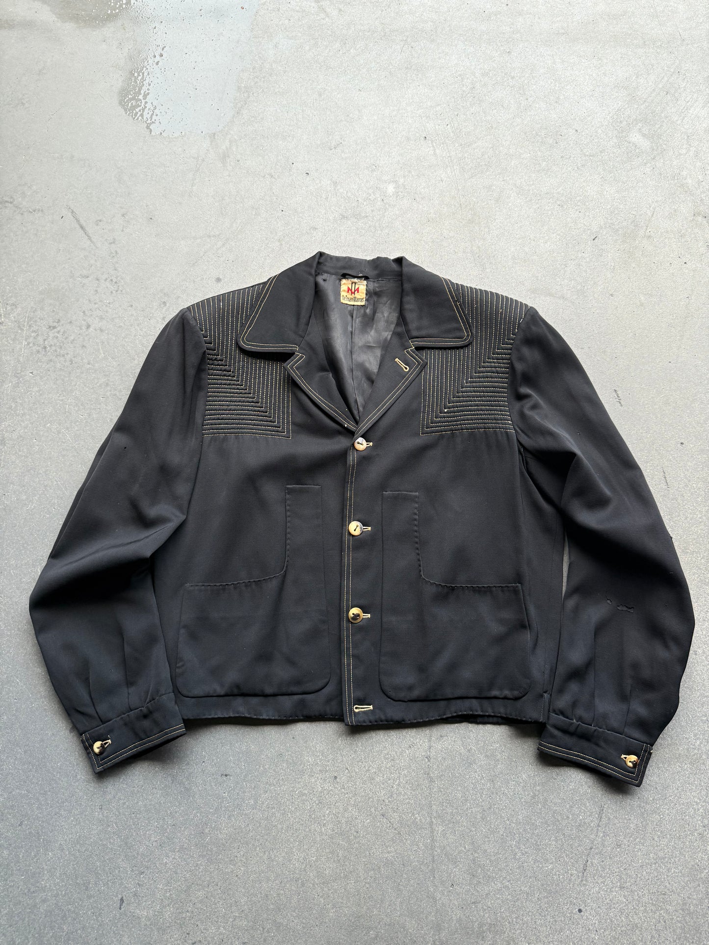 1950’s Black gabardine jacket ‘Neiman Marcus