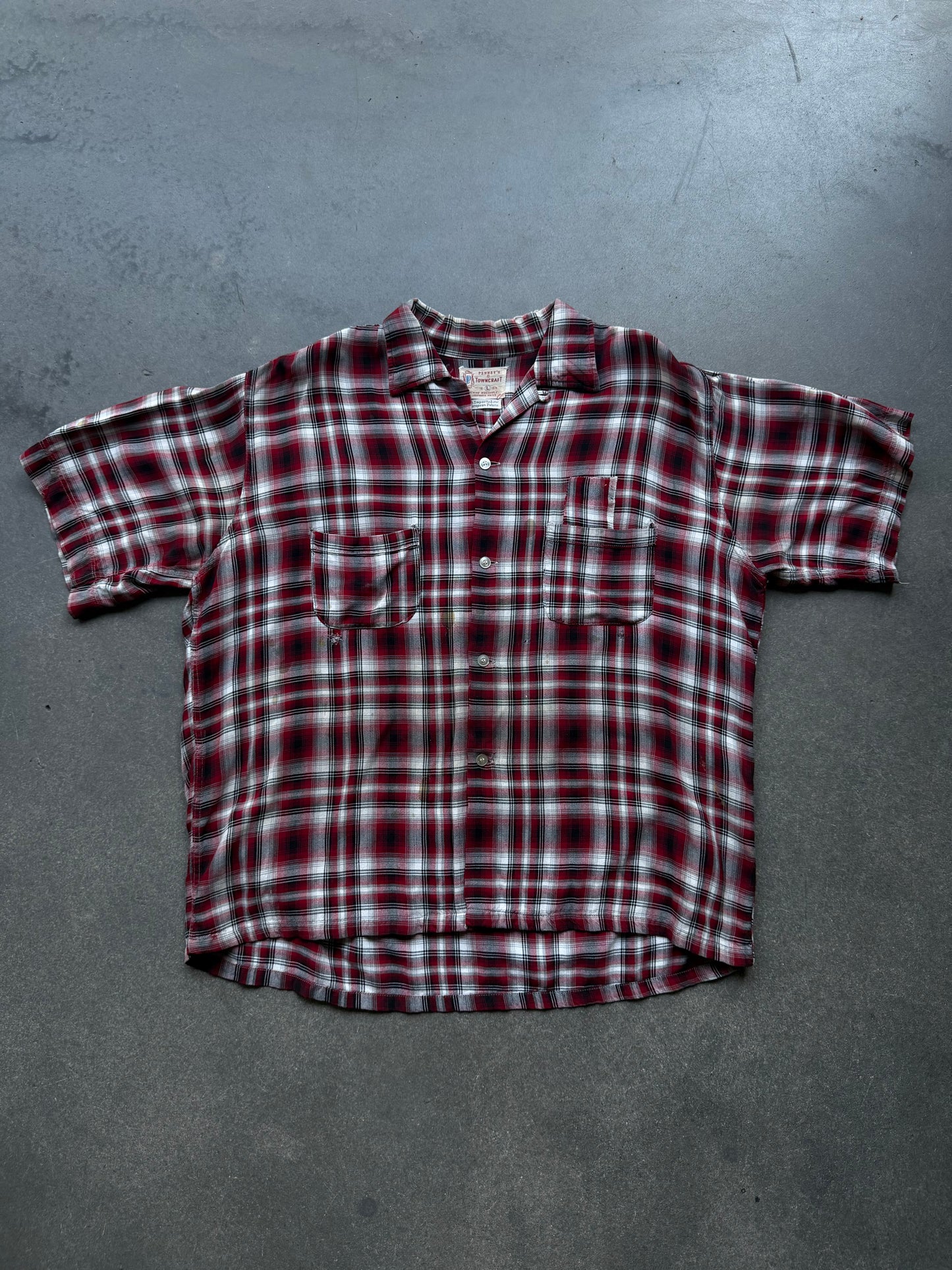 1950s rayon shadow plaid