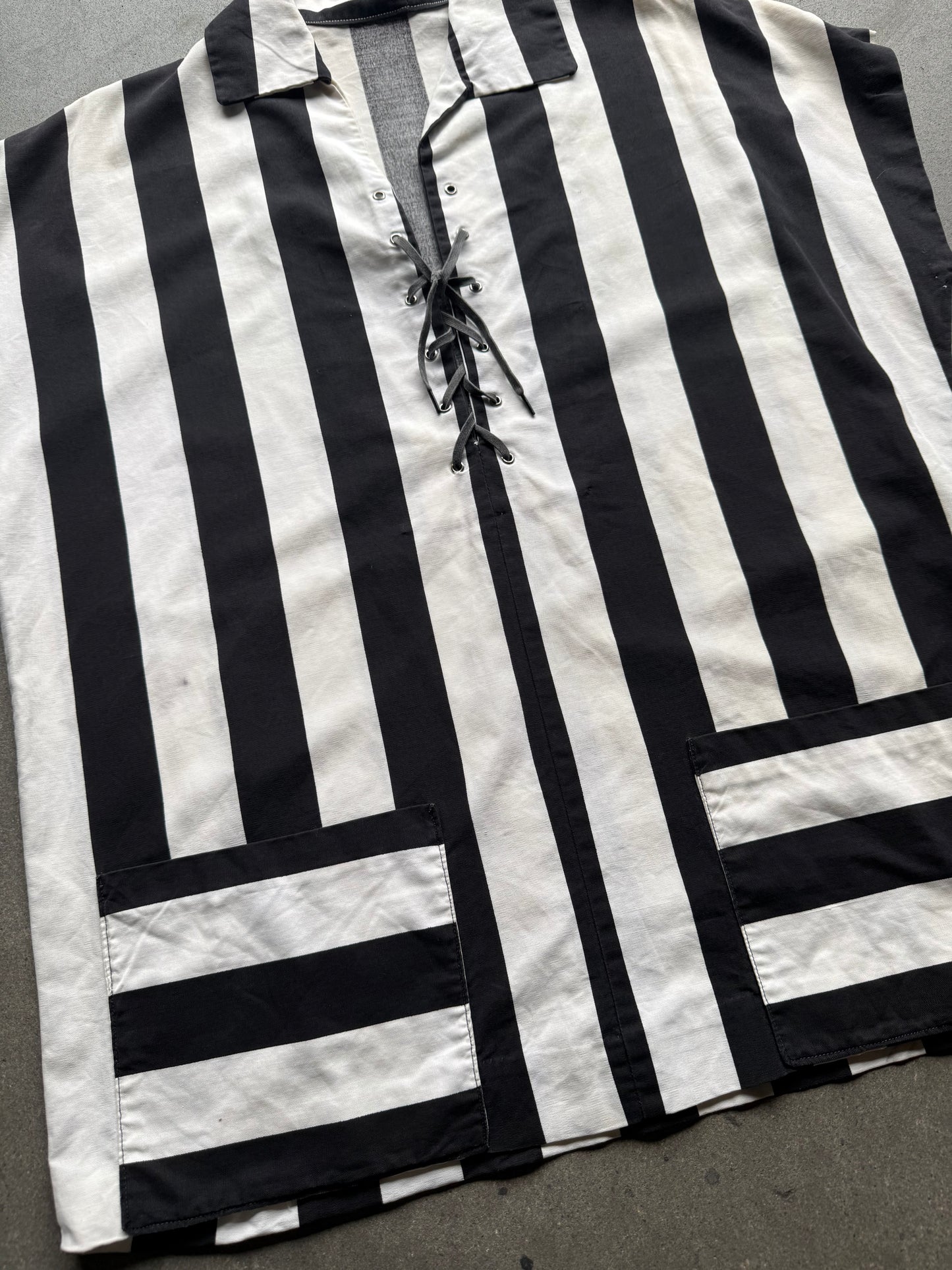 1950s Stripe lace up shirt