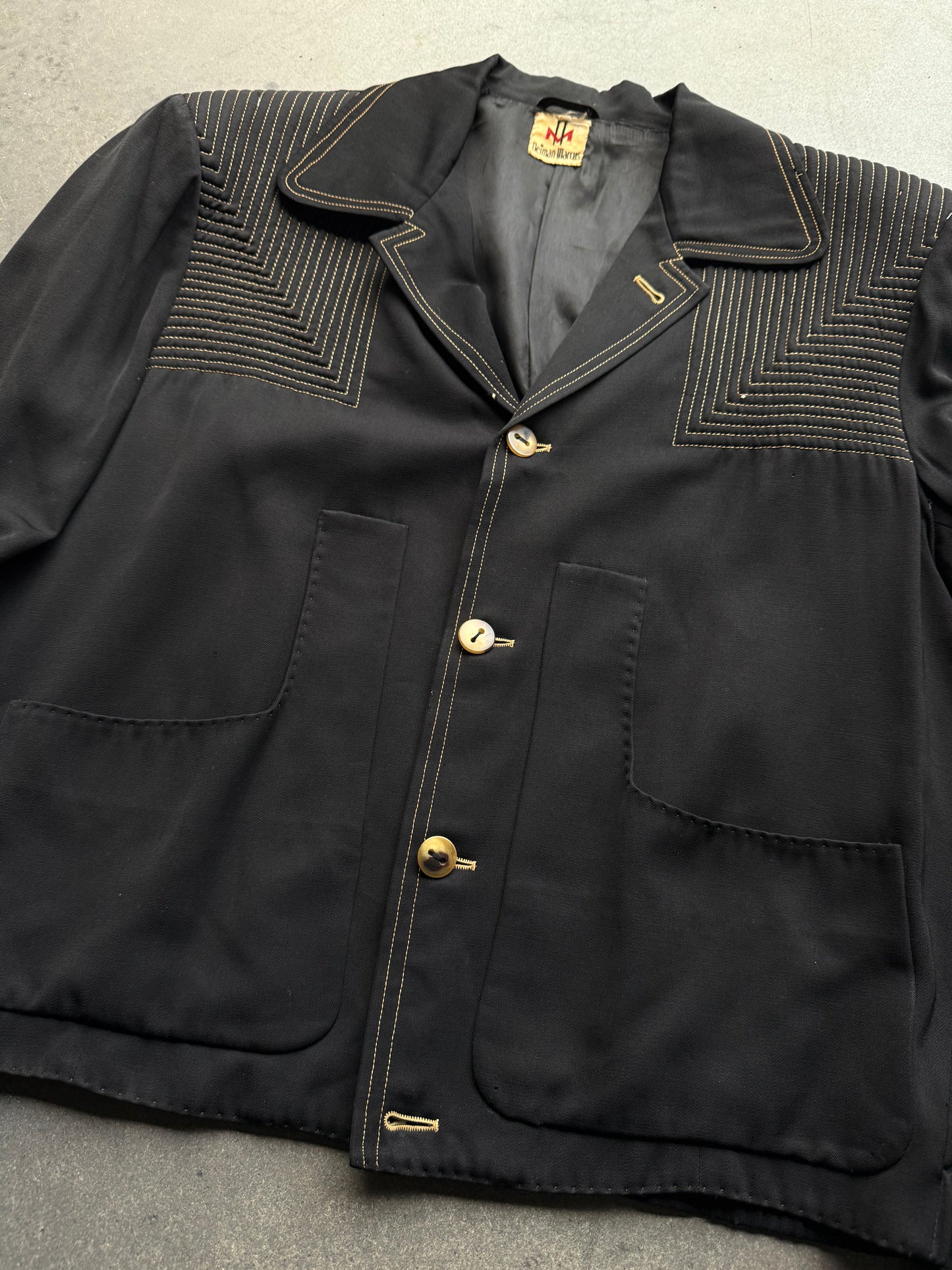 1950’s Black gabardine jacket ‘Neiman Marcus