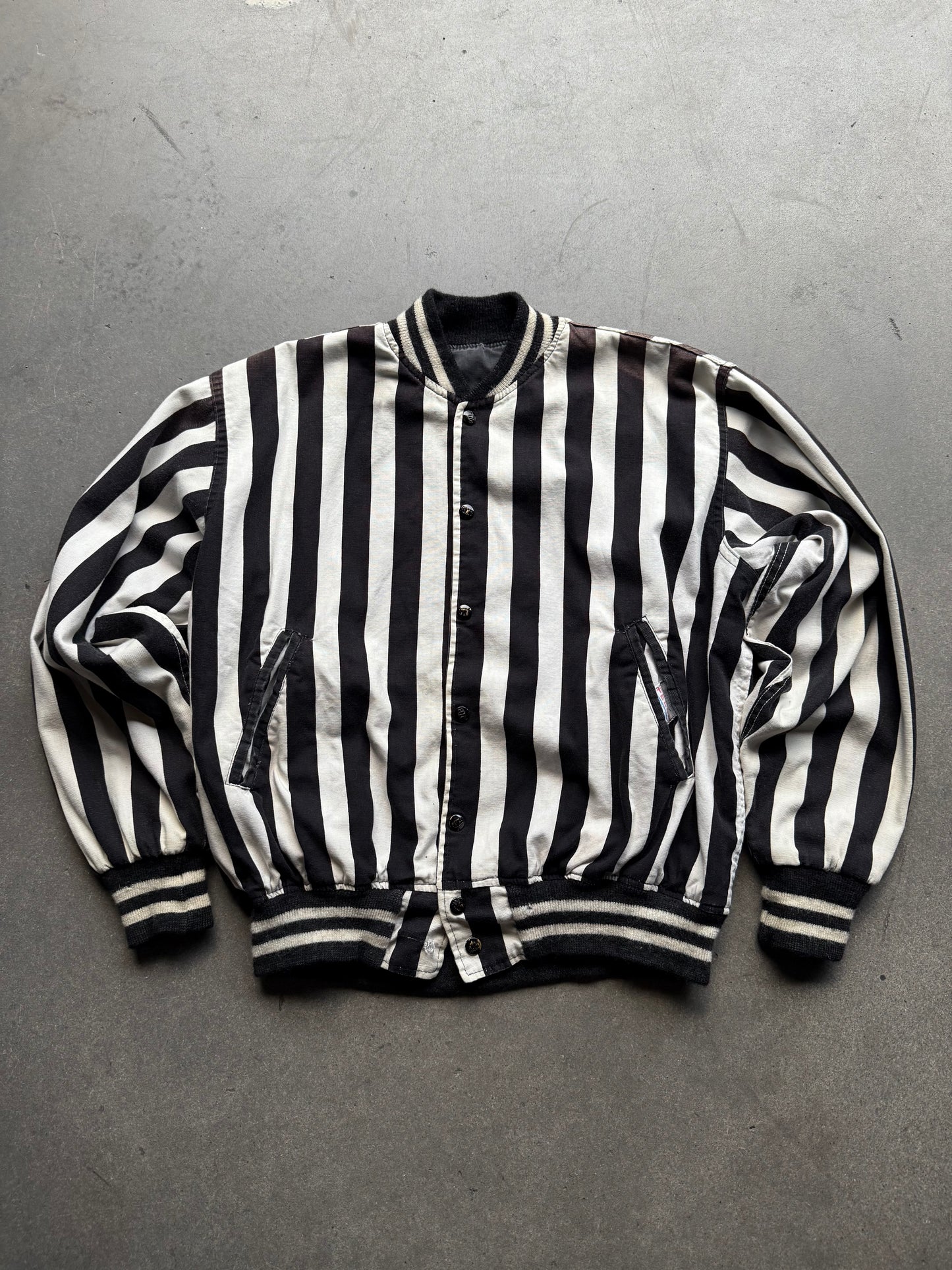 1950s Felco reversible ref jacket black and black and white stripe