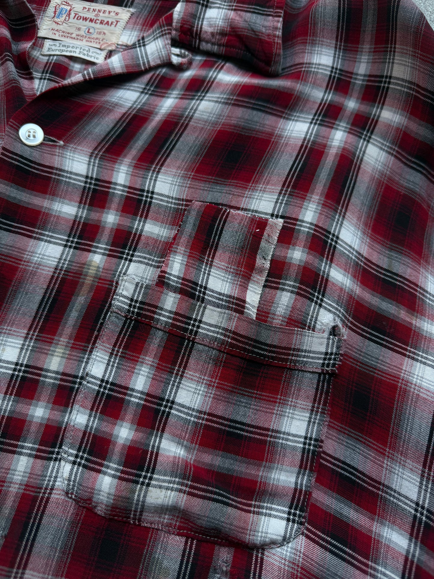 1950s rayon shadow plaid