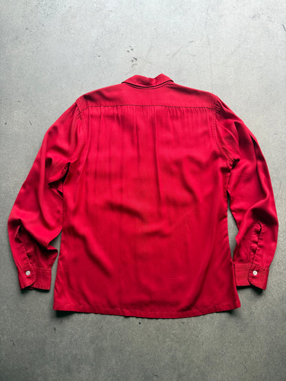 1940s Mint condition crimson dagger collar gabardine shirt