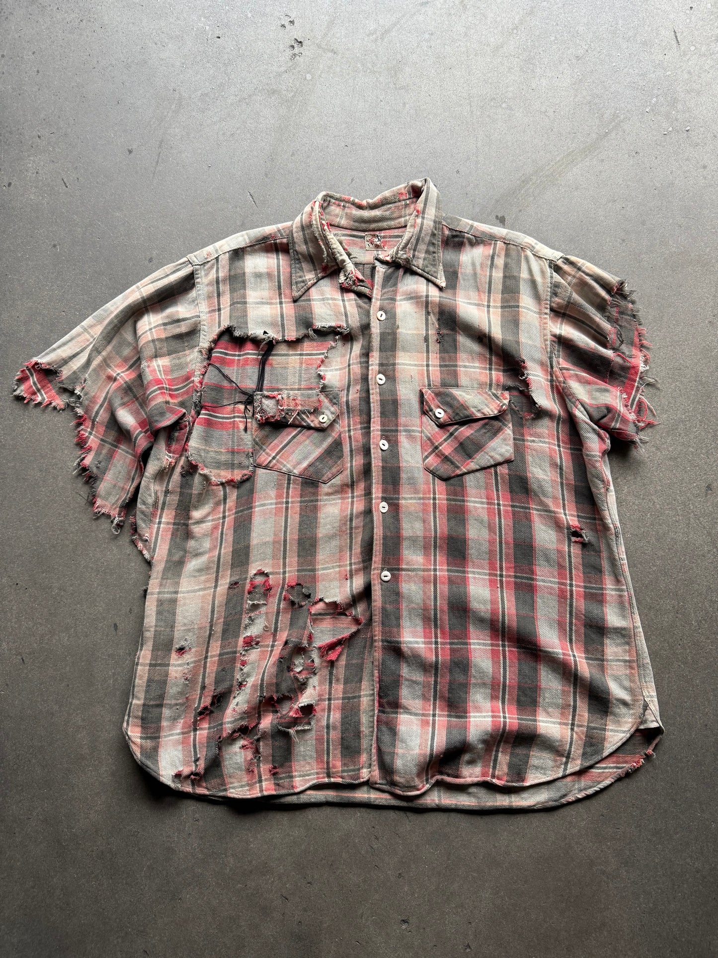 1940s thrashed slant pocket flannel