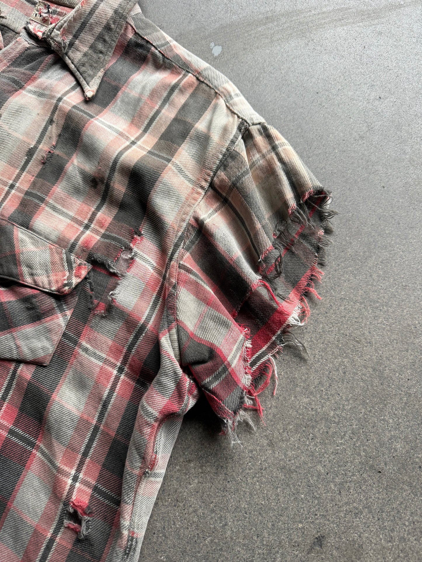 1940s thrashed slant pocket flannel