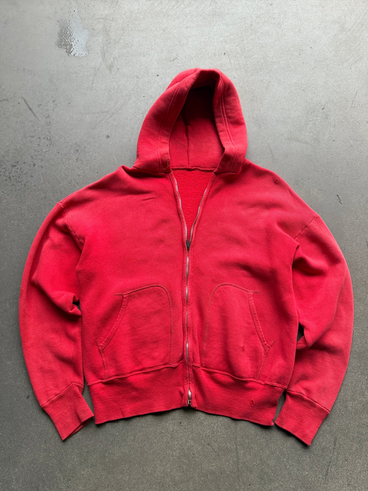 1960s Distressed Red zip up hoodie