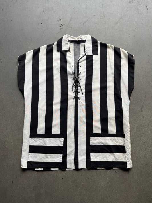 1950s Stripe lace up shirt