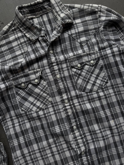 1960s sawtooth woven Cotten flannel b&w