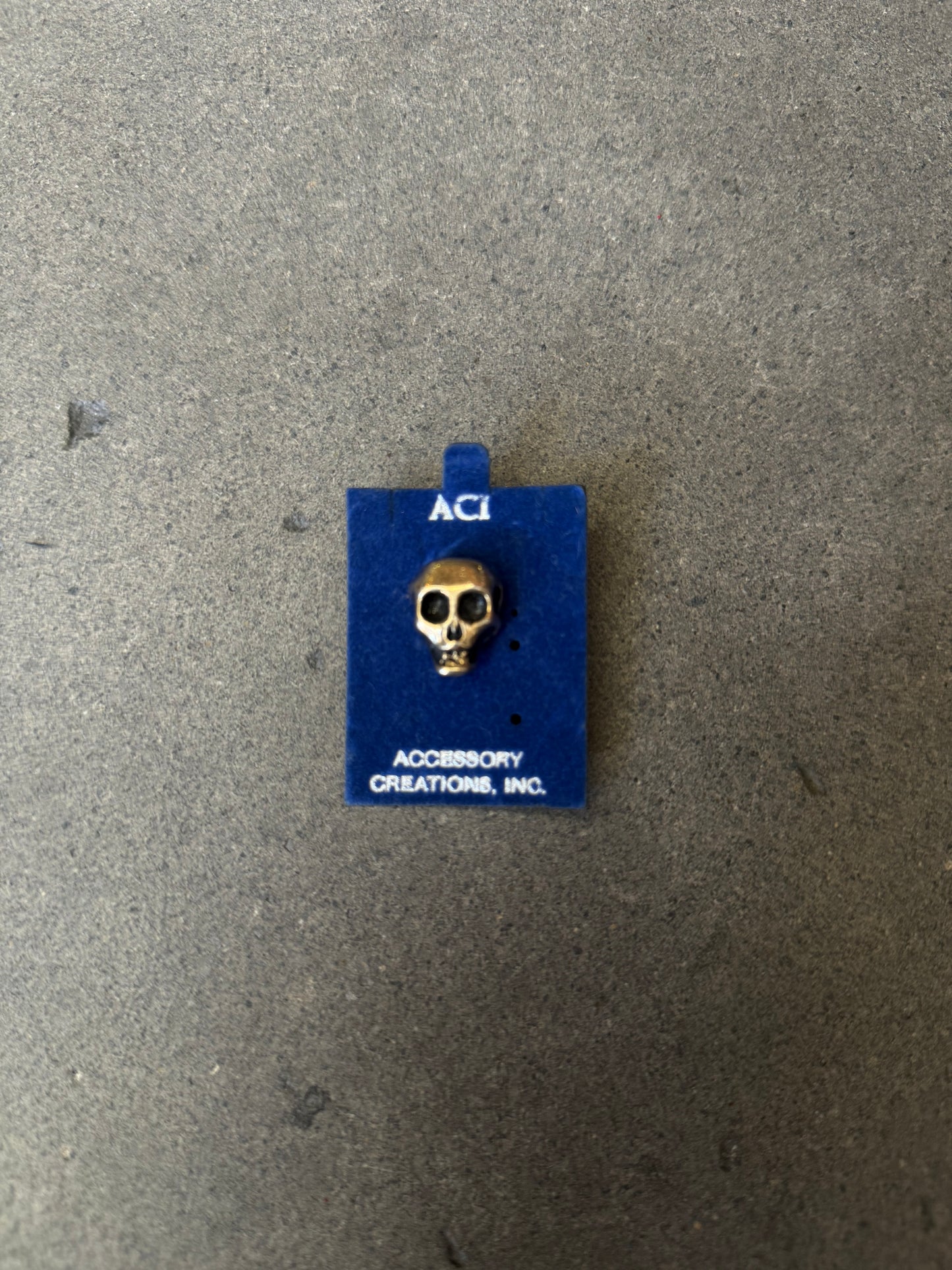 70s Skull cast brass biker pin