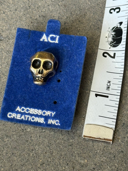 70s Skull cast brass biker pin