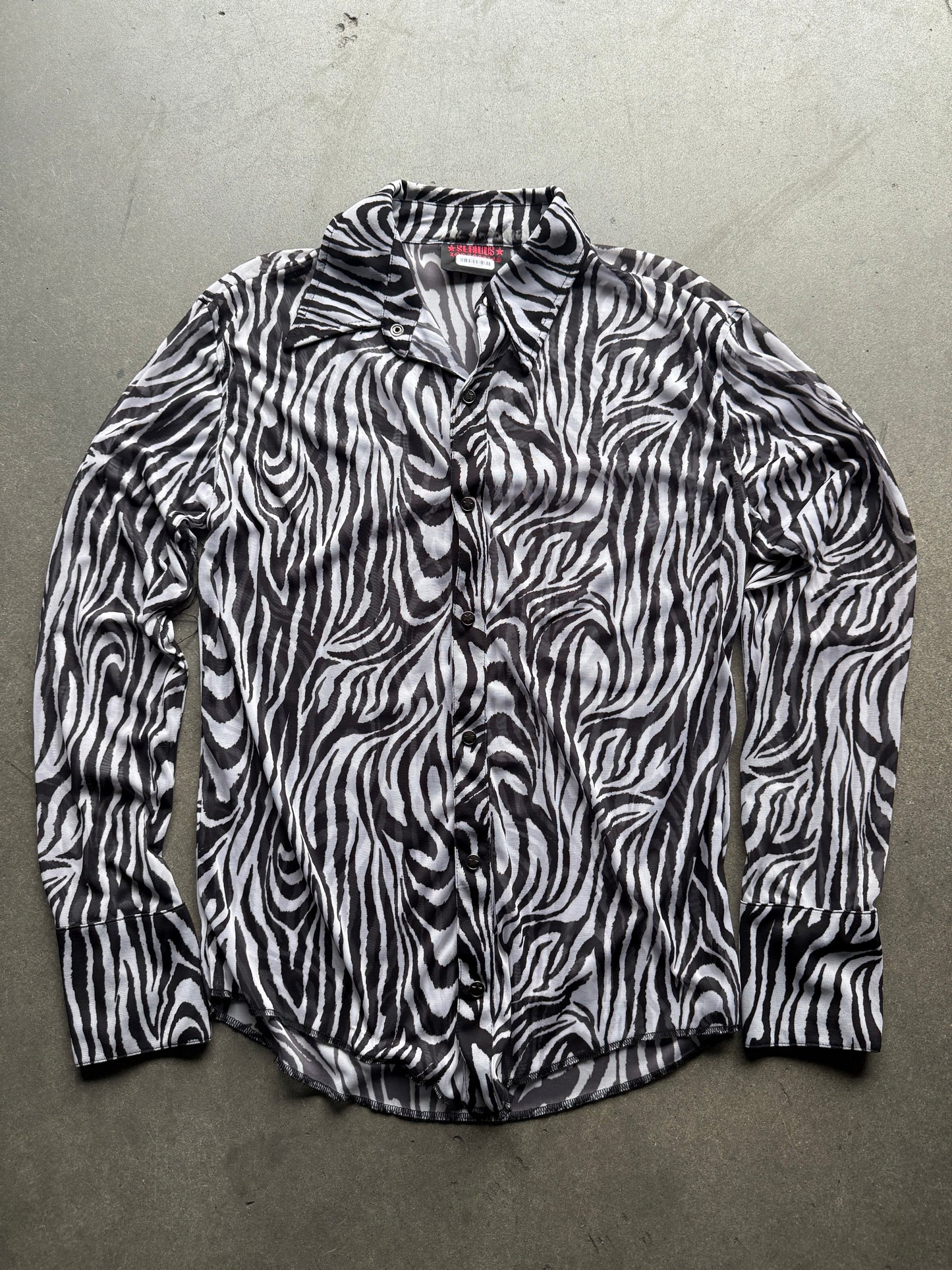 1990s Serious brand zebra sheer shirt
