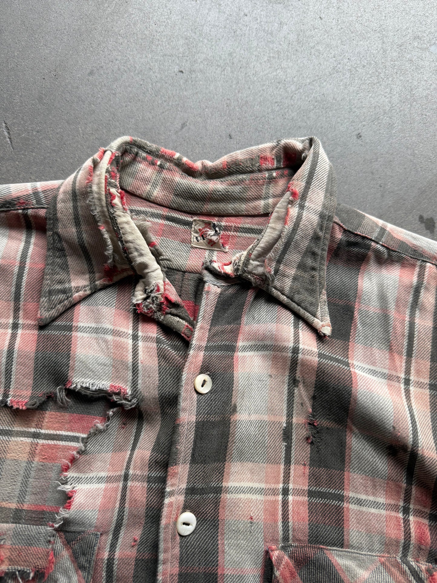 1940s thrashed slant pocket flannel
