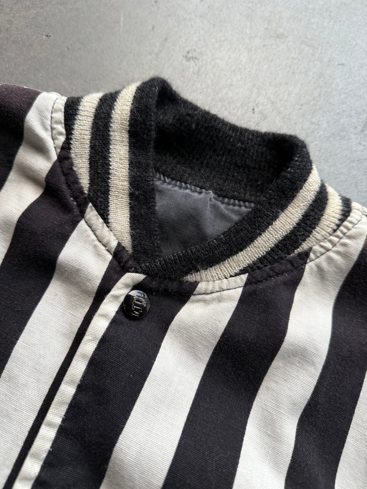 1950s Felco reversible ref jacket black and black and white stripe
