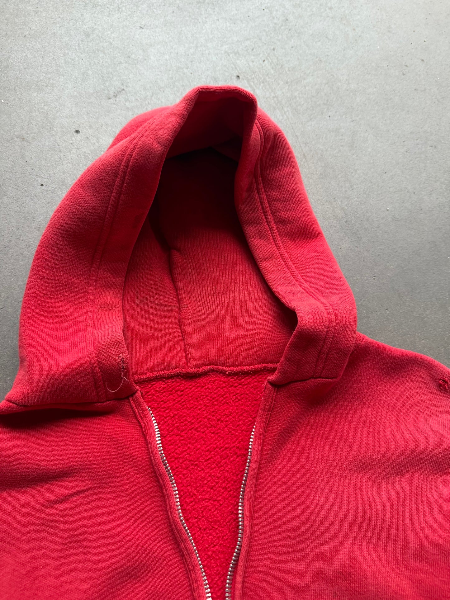 1960s Distressed Red zip up hoodie