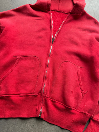 1960s Distressed Red zip up hoodie