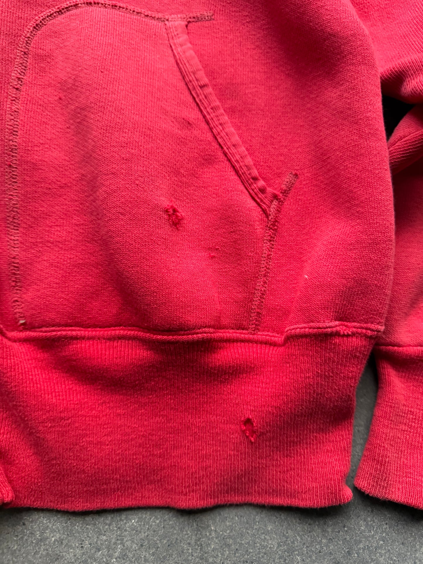 1960s Distressed Red zip up hoodie