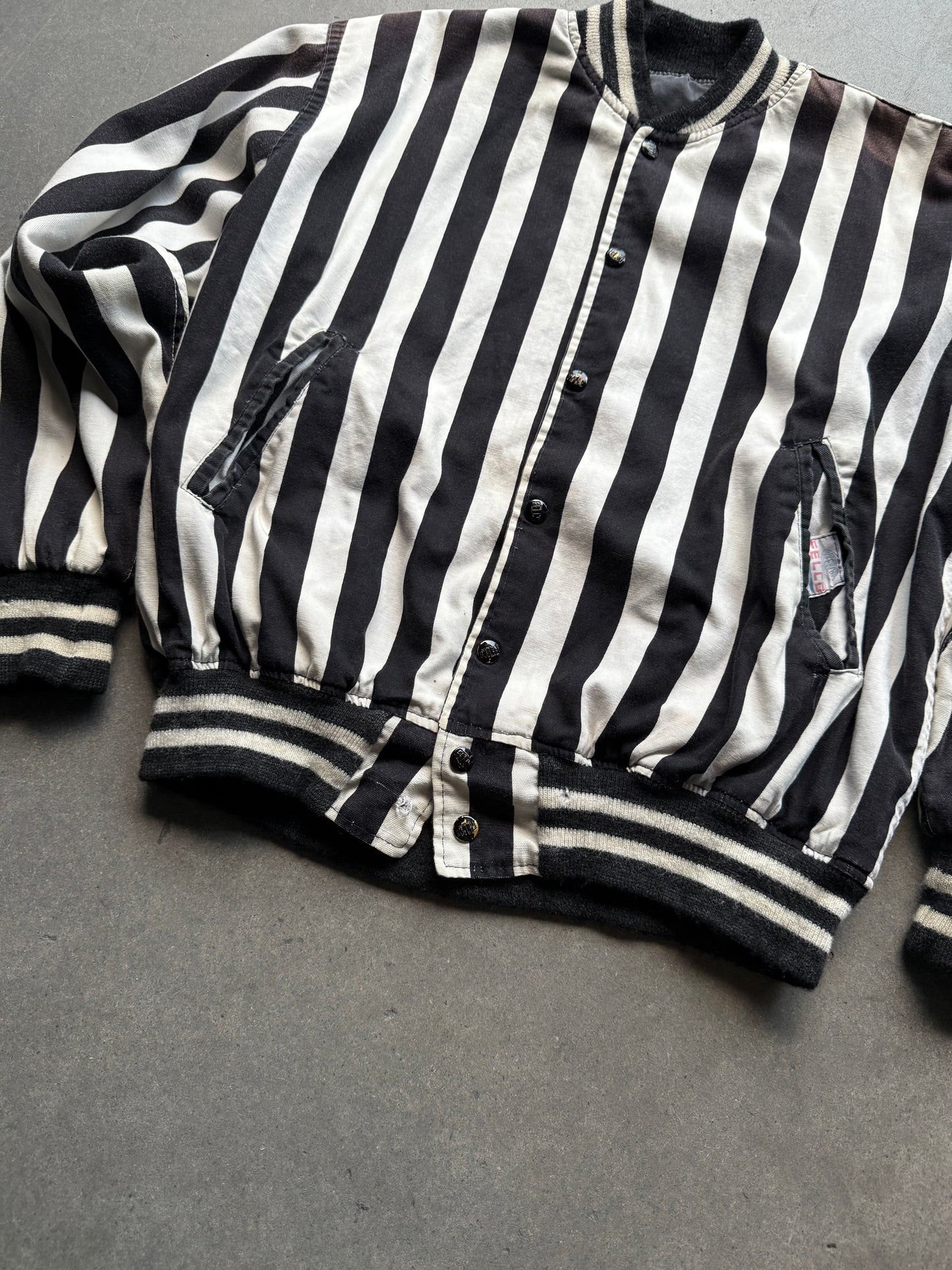 1950s Felco reversible ref jacket black and black and white stripe