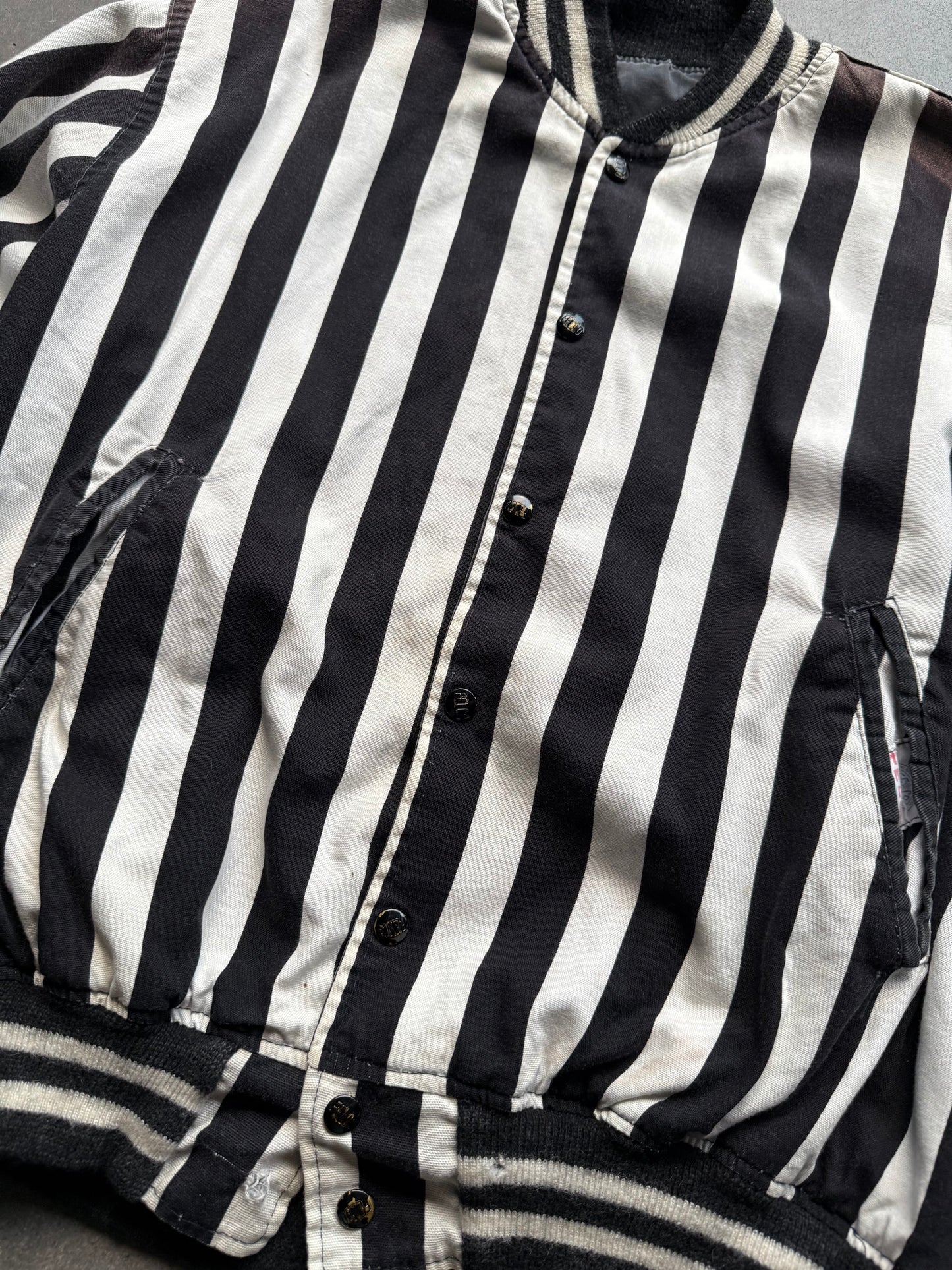 1950s Felco reversible ref jacket black and black and white stripe