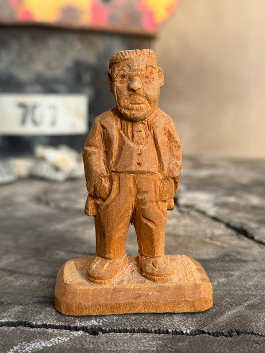 Mid Century Teddy Rosevelt Pine Carving
