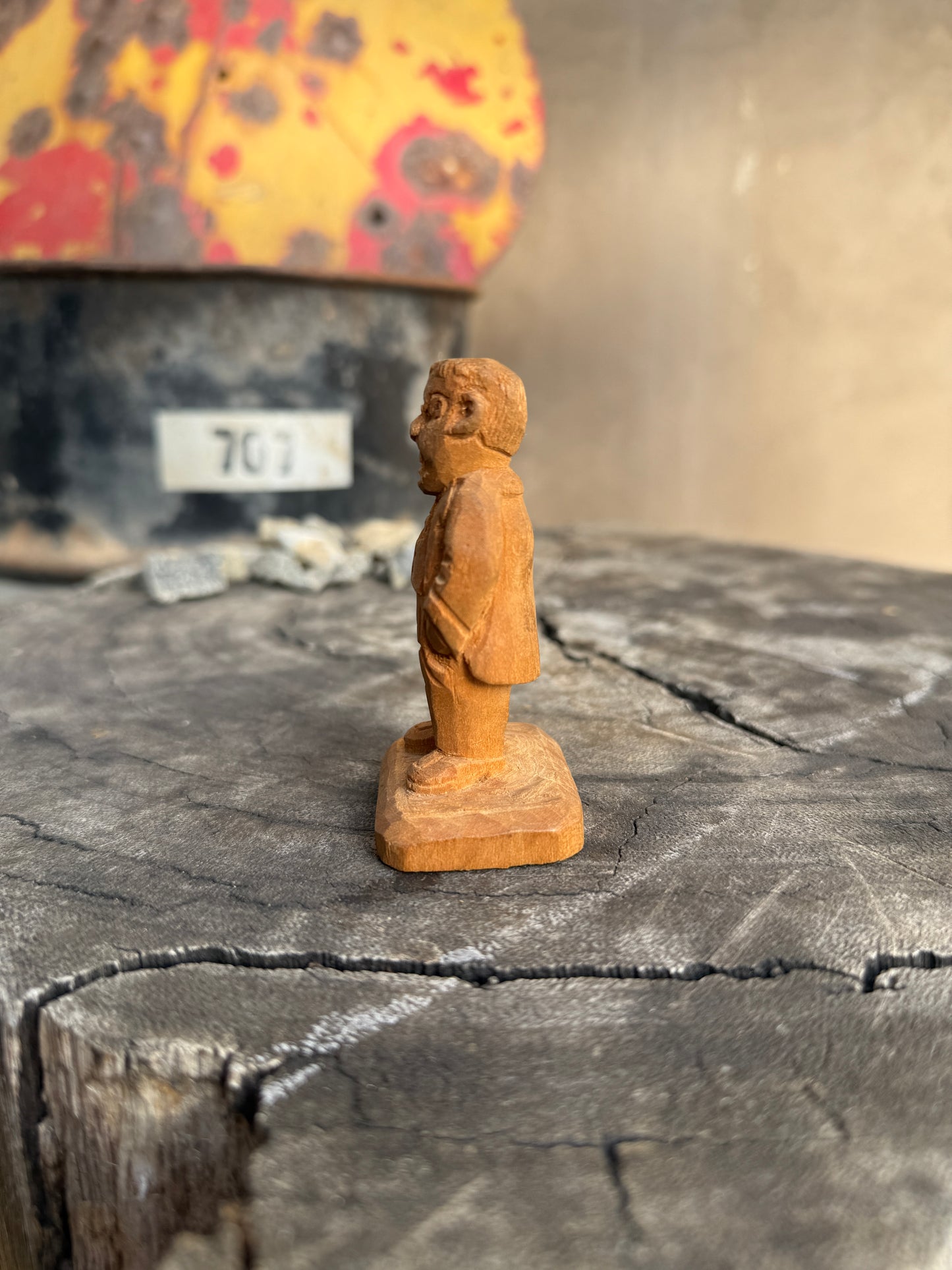 Mid Century Teddy Rosevelt Pine Carving