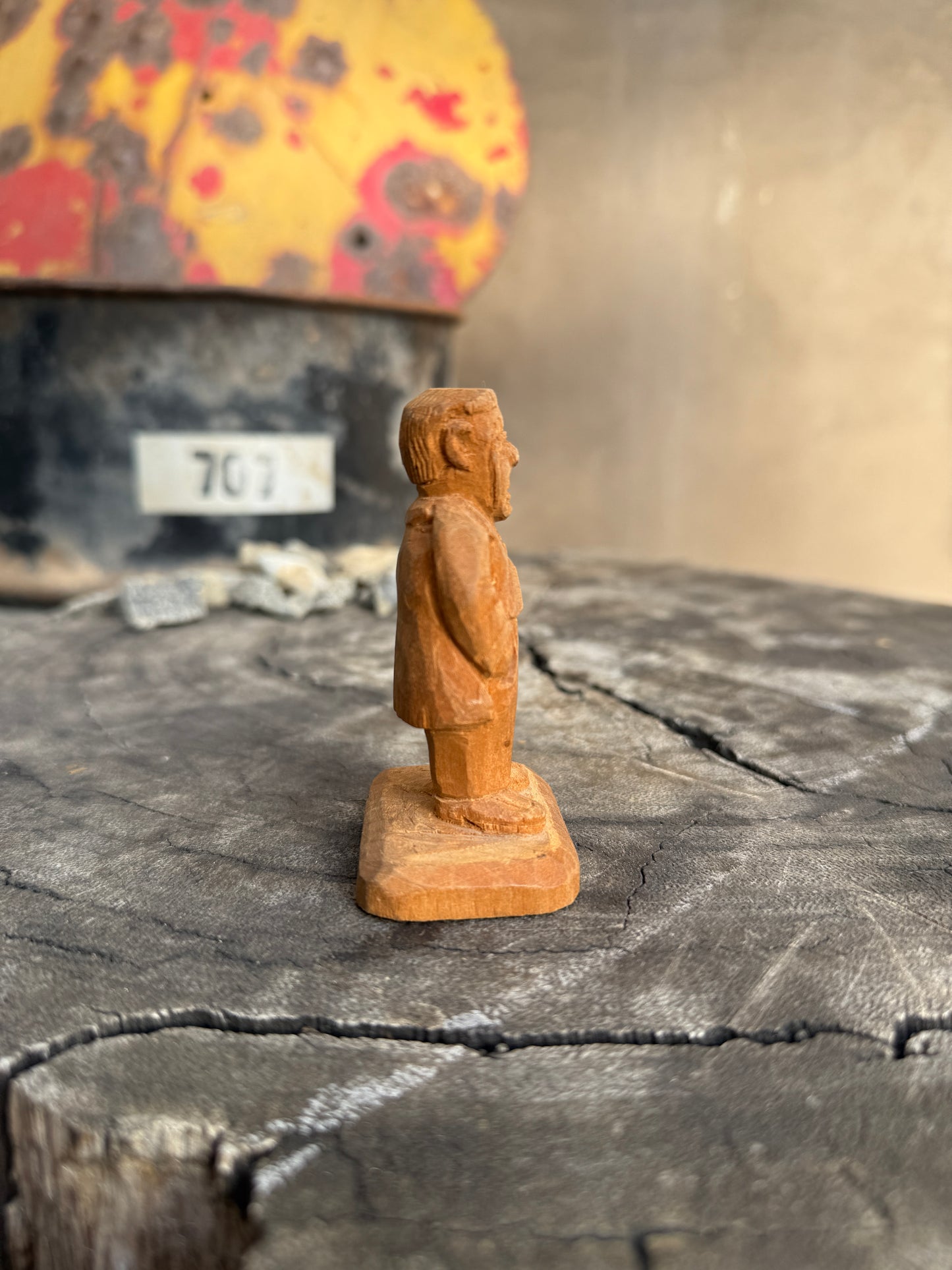 Mid Century Teddy Rosevelt Pine Carving