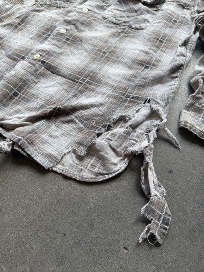 60's Thrashed and Repaired Cotton Print Flannel