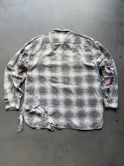 60's Thrashed and Repaired Cotton Print Flannel