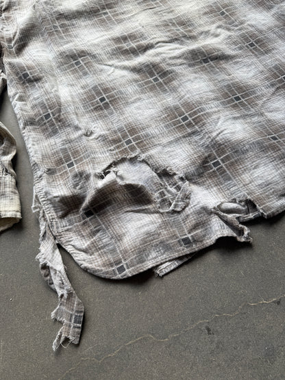 60's Thrashed and Repaired Cotton Print Flannel
