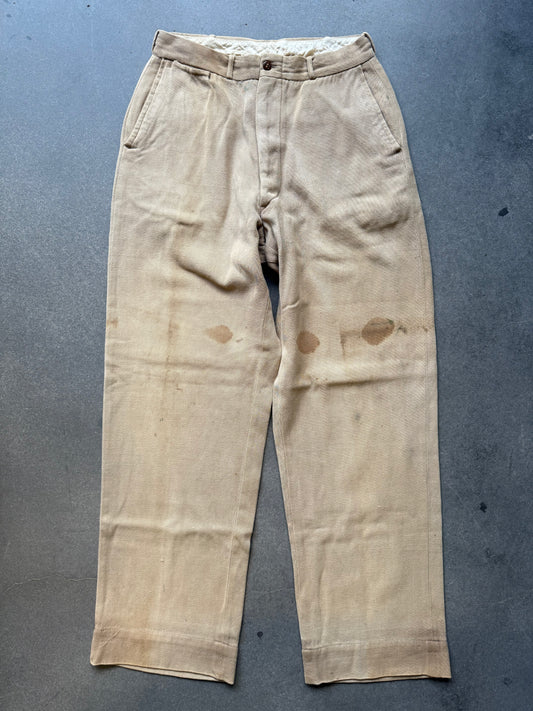 1940s Sand Cotton Whipcord Trouser