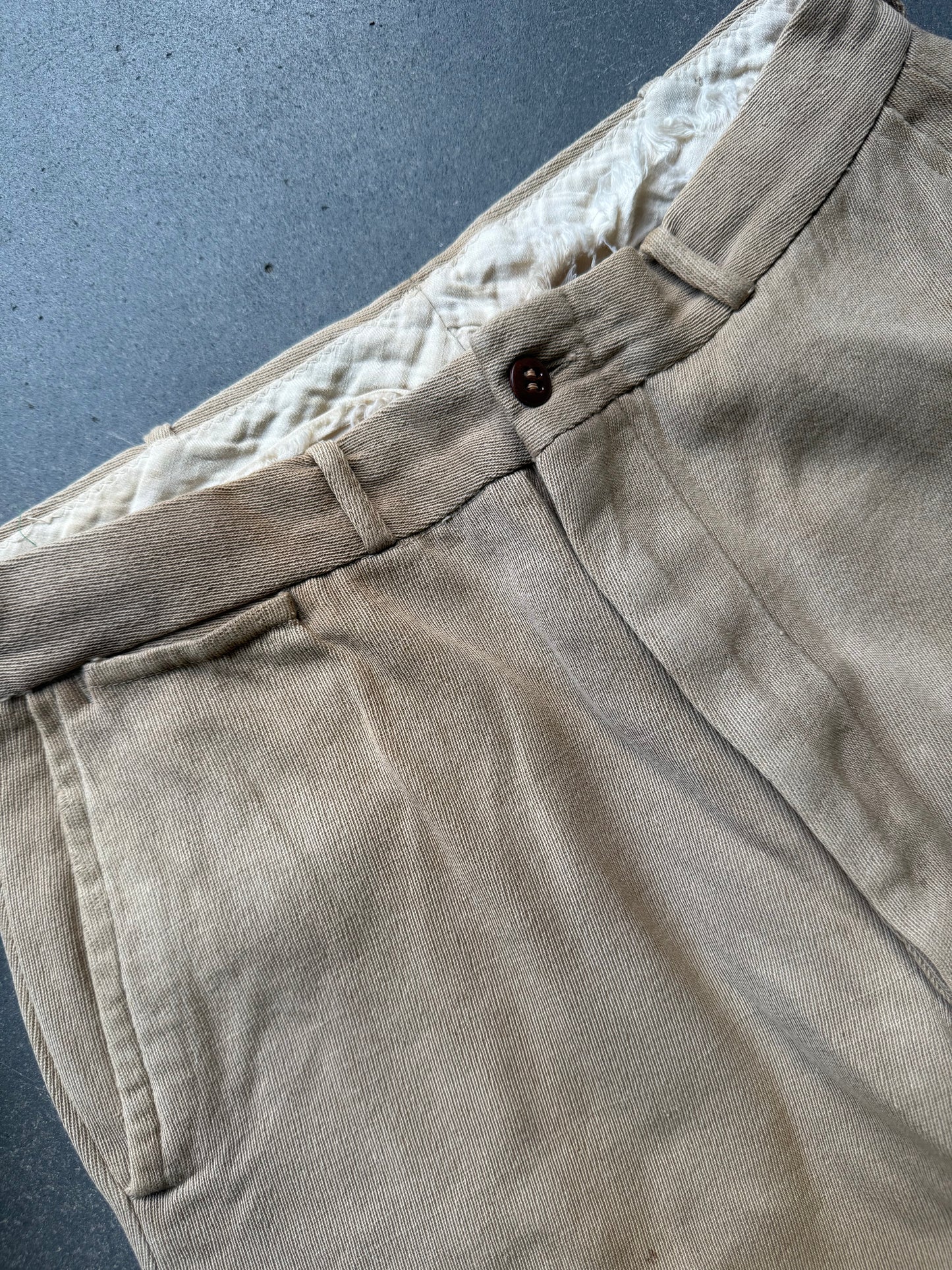1940s Sand Cotton Whipcord Trouser