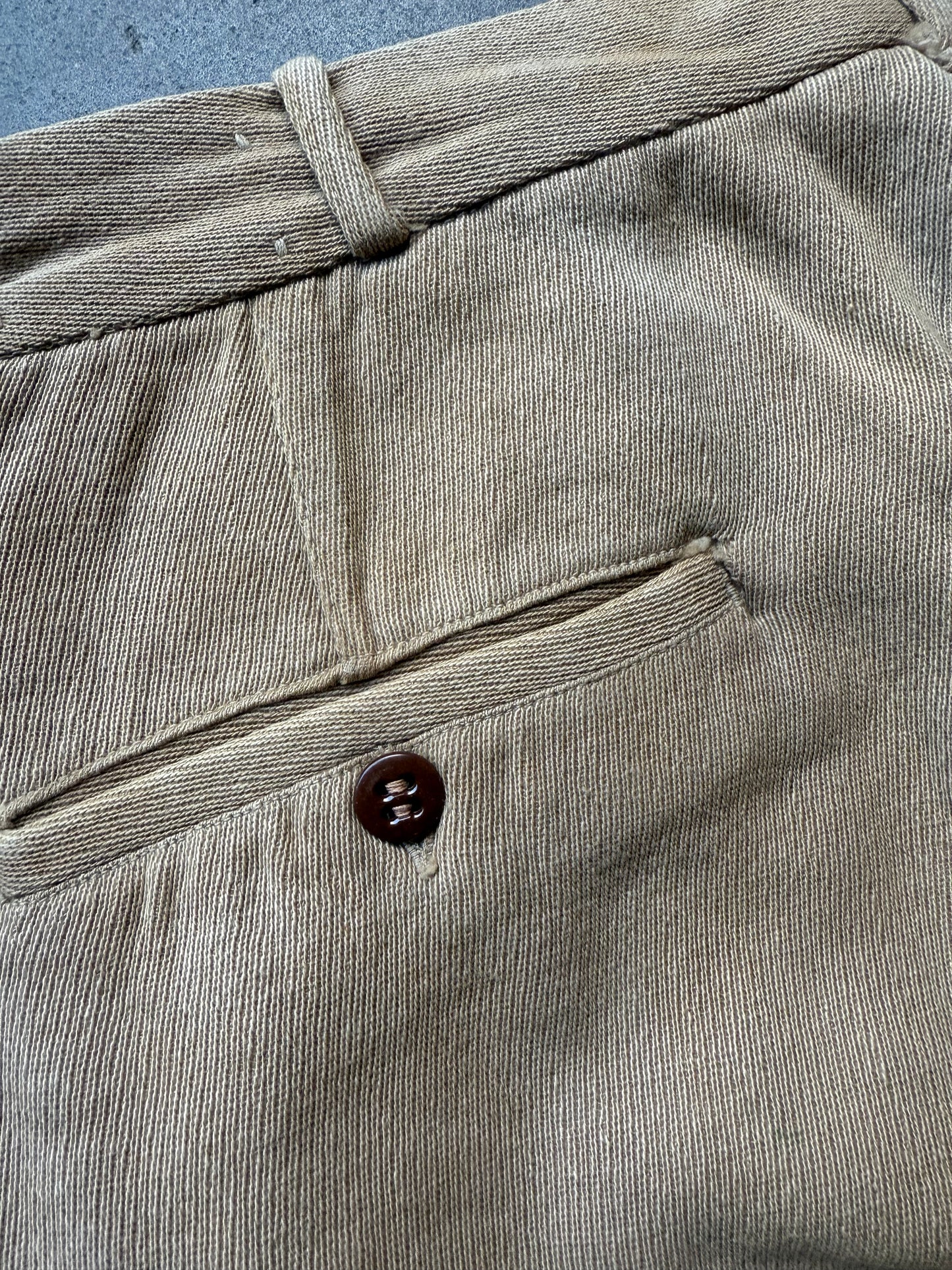 1940s Sand Cotton Whipcord Trouser
