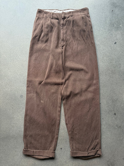 1940s Chocolate Cotton Whipcord Trouser